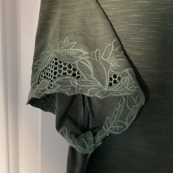 🛍️[DONATED] NWT Adiva | Green Blouse Lotus Flower, embroidered lace accents - Picture 5 of 6